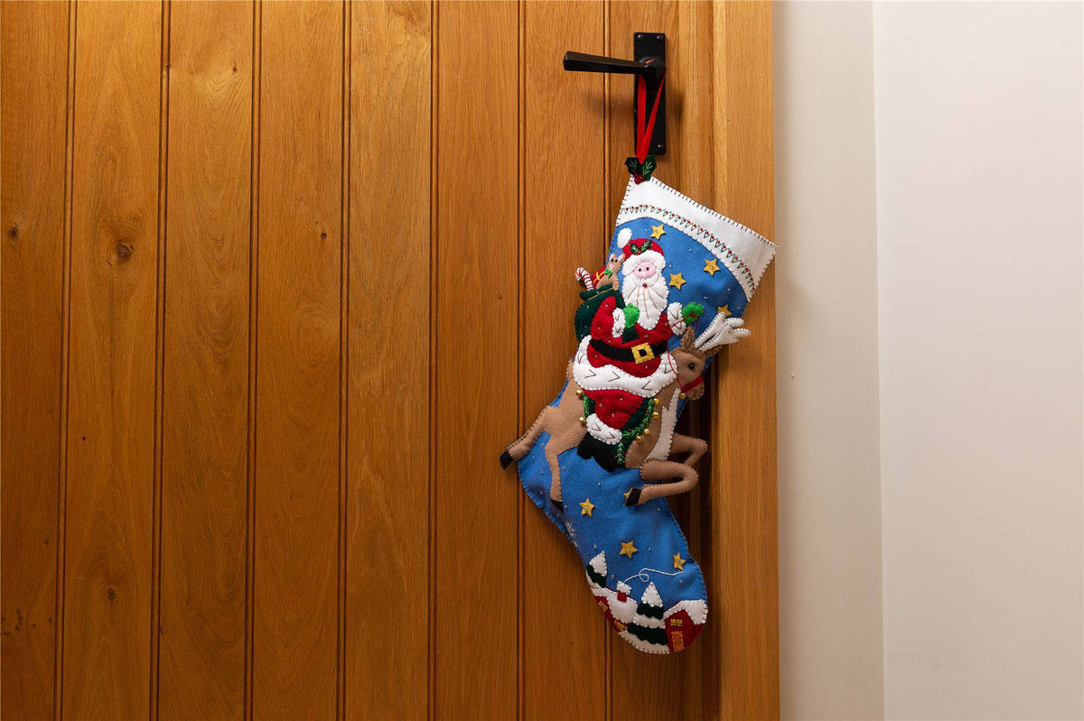 Handmade Felt Santa Christmas Hanging Present Stocking - 48 cm