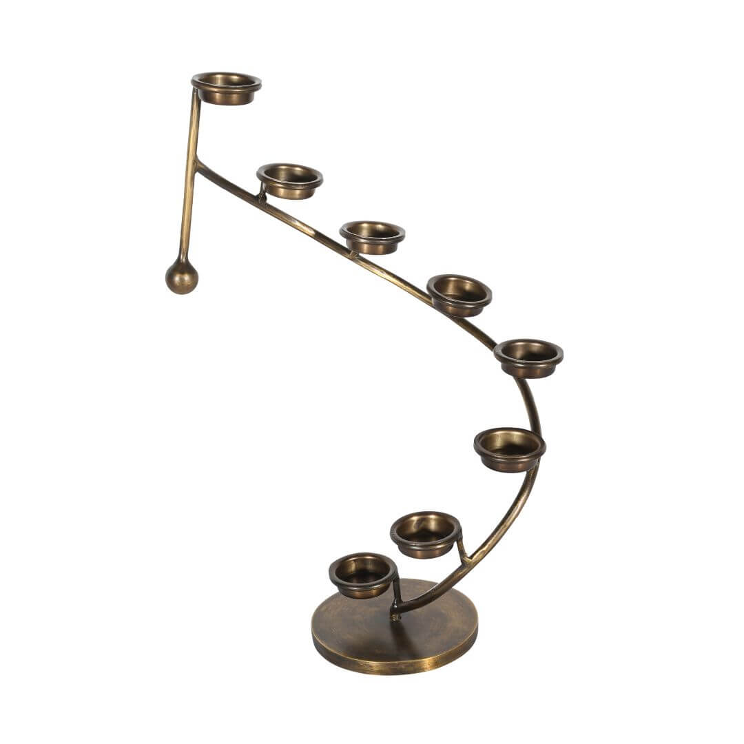 Vintage Indian Iron 8 Tier Spiral Tealight Candelabra