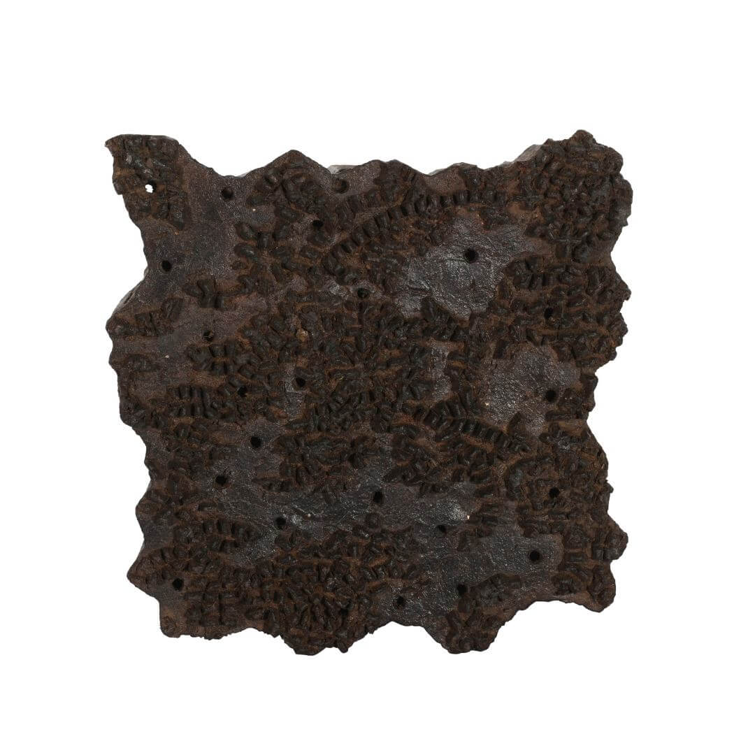 Antique Indian Hand-Carved Teak Wood Printing Block c.1930 | Abstract Pattern