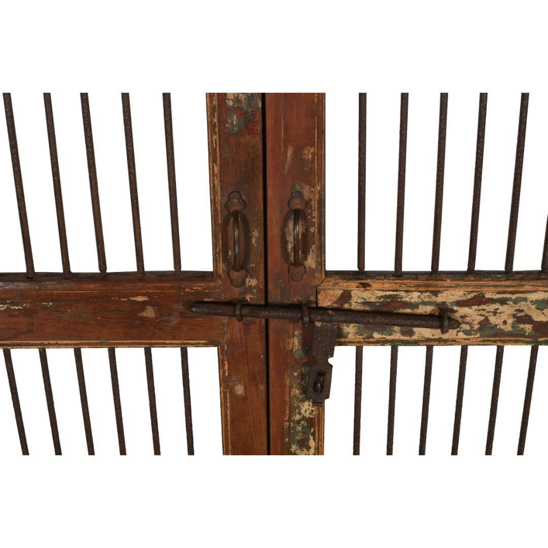 Antique Indian Teak Wood and Iron Jali Doors (163cm x 108cm) | c.1880-1900