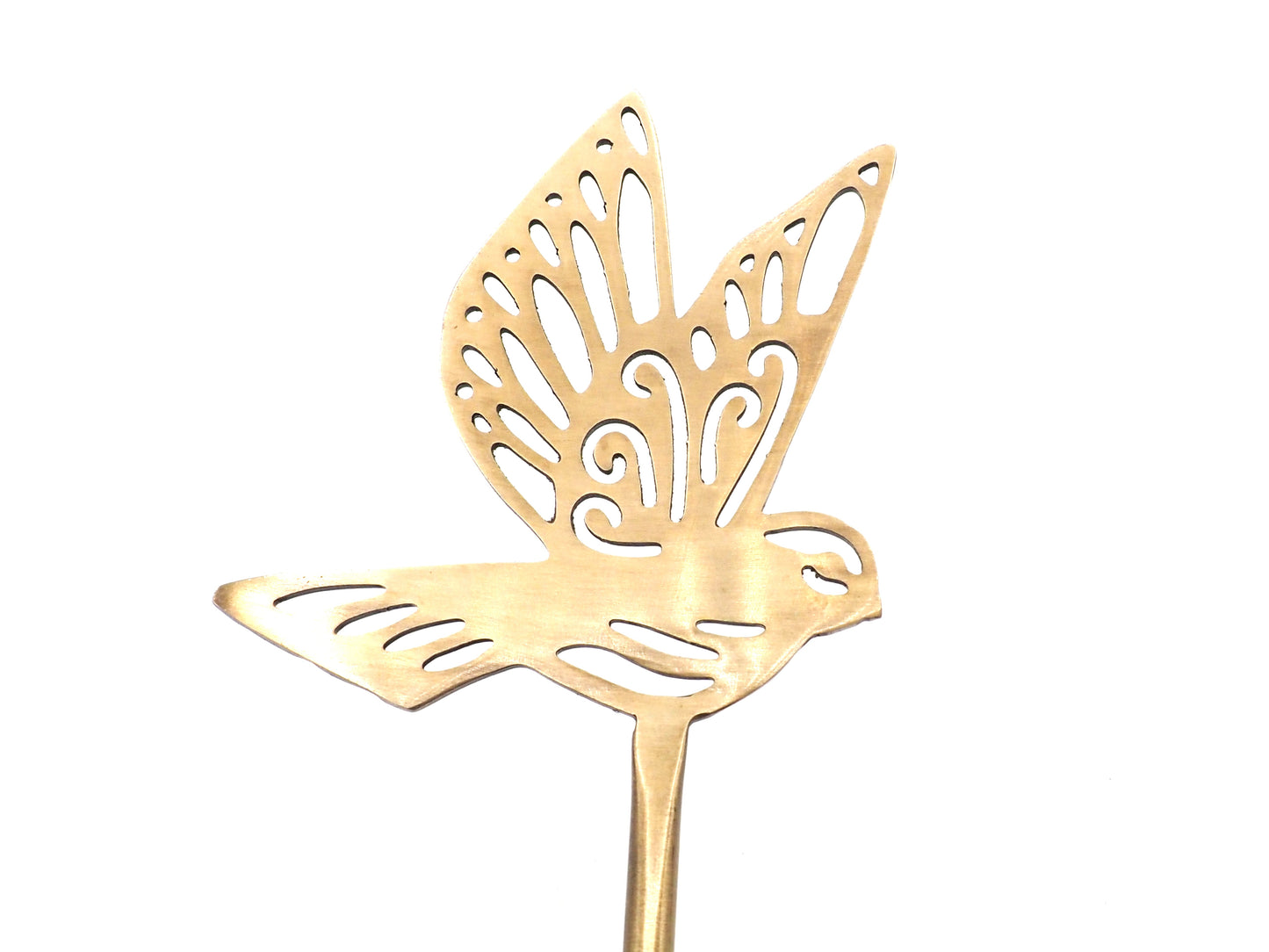 Bird Brass Plant Stake Flying