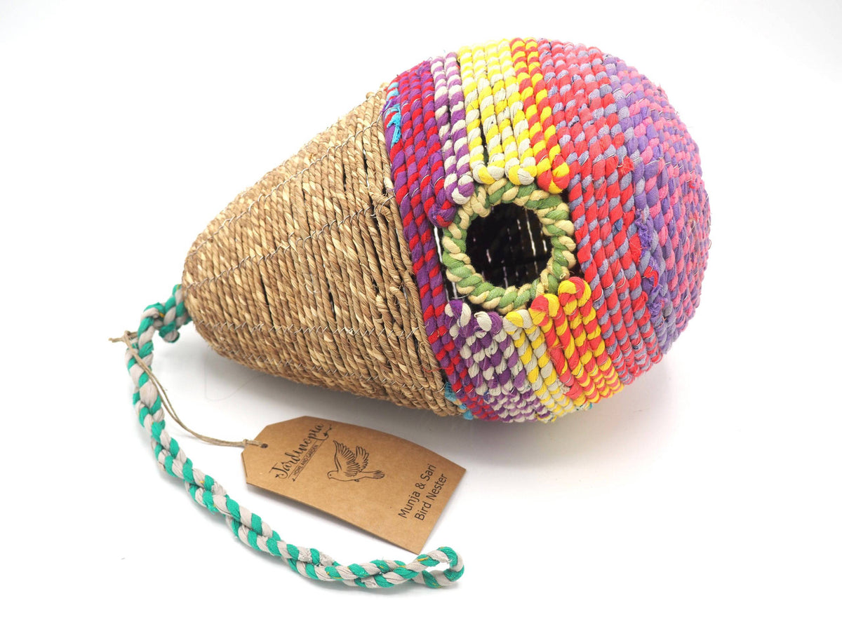 Munja And Reclaimed Sari Fabric Bird Nester