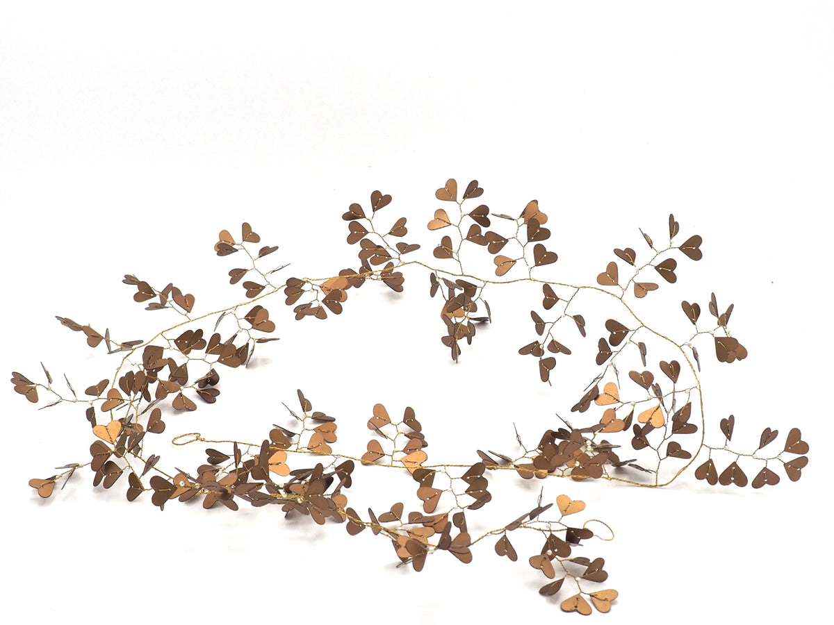 Copper & Gold Heart Beaded Iron Garland Decoration