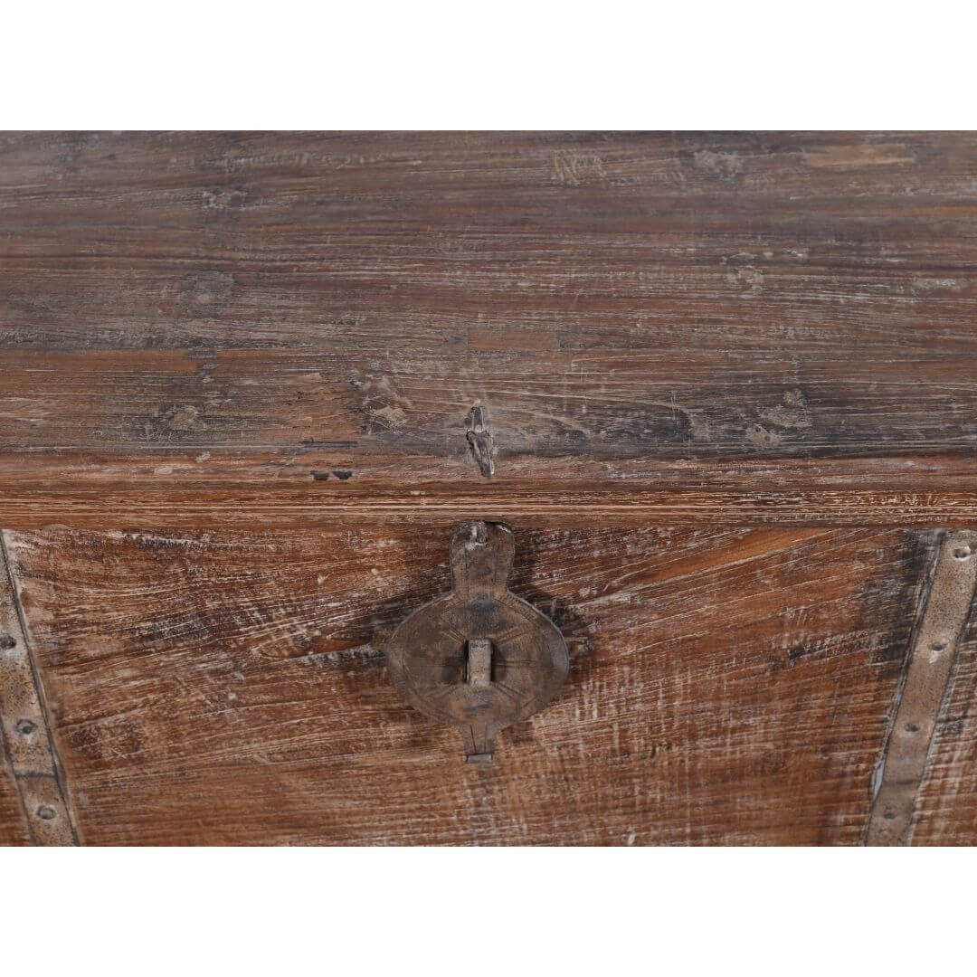 Antique Indian Teak Wood Surti Coffee Table Chest - 19th Century