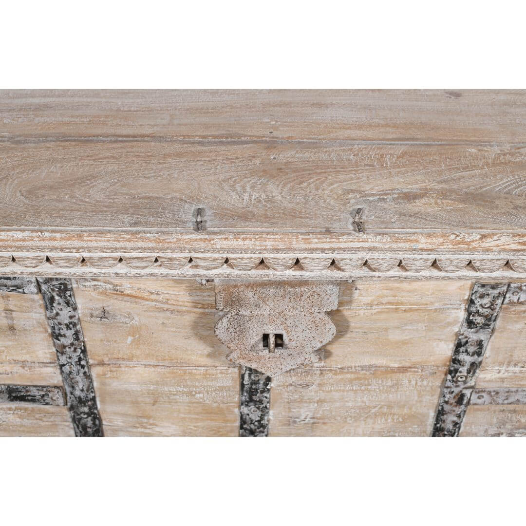 Antique Indian Teak Wood Coffee Table Storage Chest - 19th Century