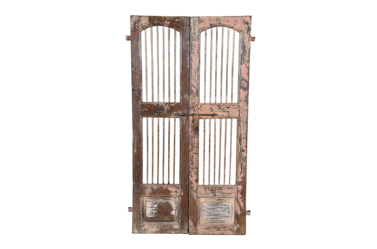 Antique Indian Teak Wood Jali Shutter Doors