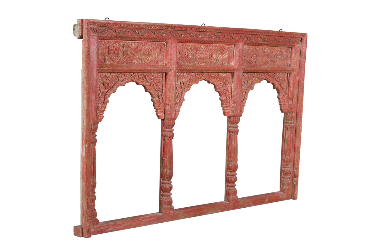 Antique Indian Teak Wood Reclaimed Mirror