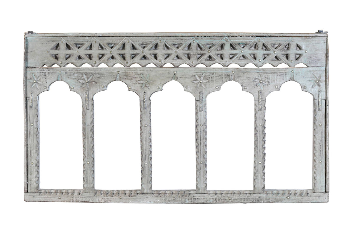 Antique Indian Teak Wood Moghul Style Mirror