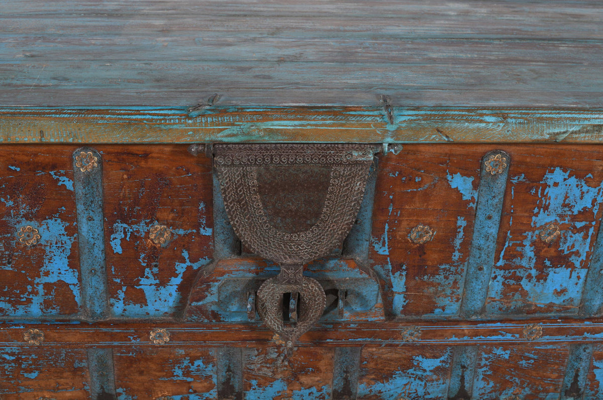 Antique Indian Teak Wood Surti Coffee Table Chest