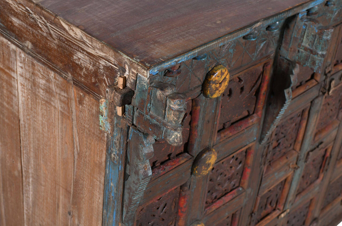Antique Indian Teak Wood Damchiya Chest
