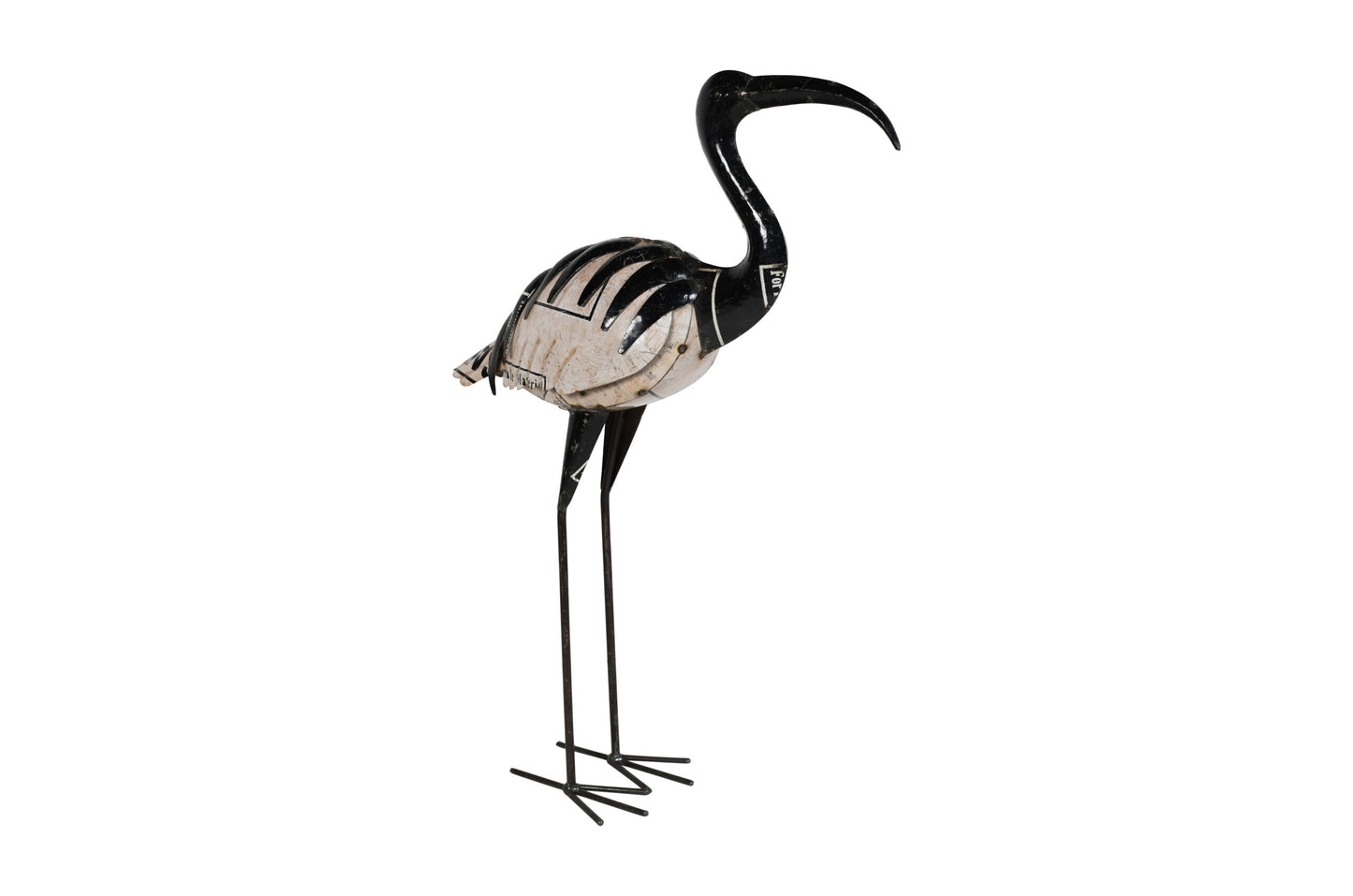 Indian Artisan Made Recycled Iron Ibis Bird Garden Decoration Figure