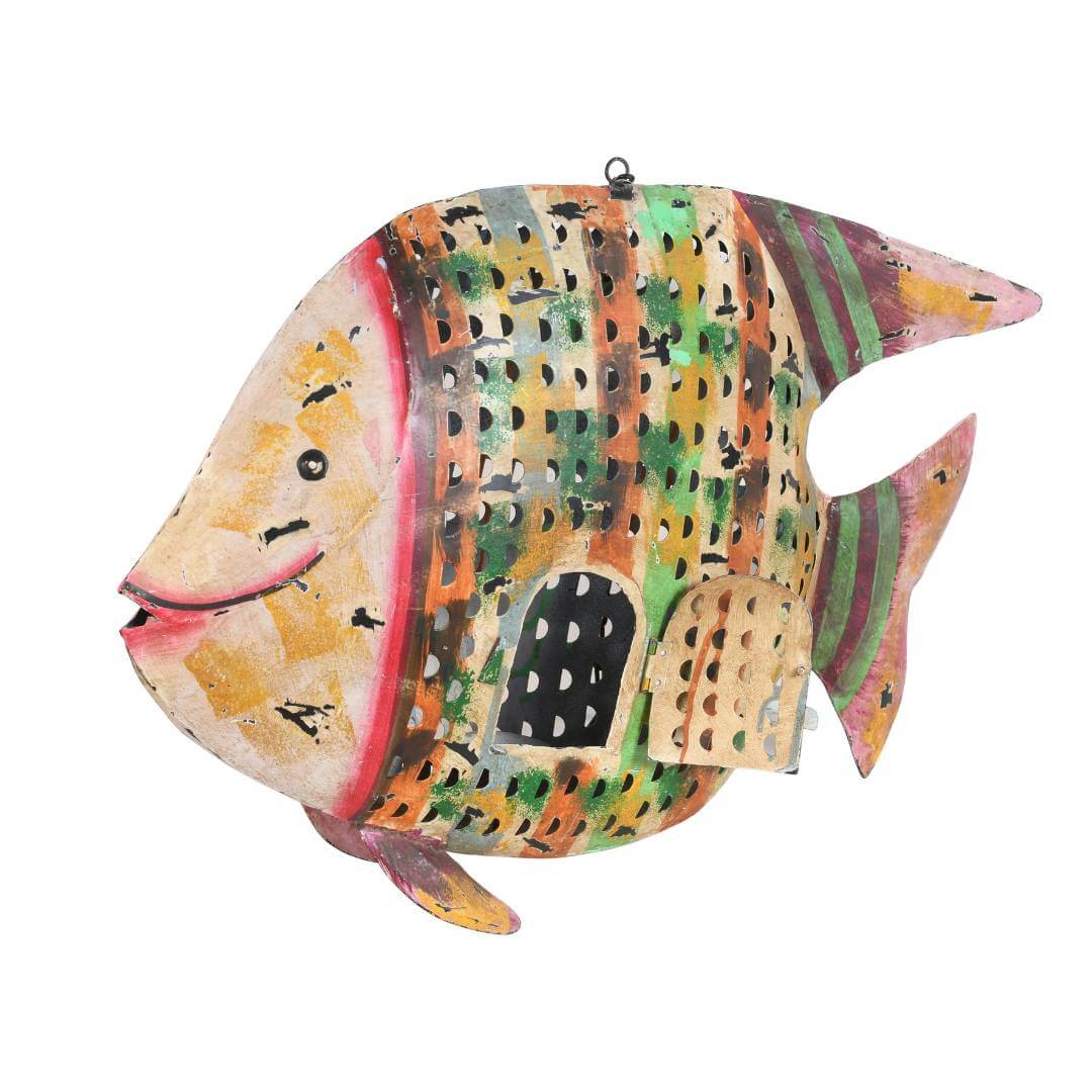 Recycled Iron Fish Tealight Lantern