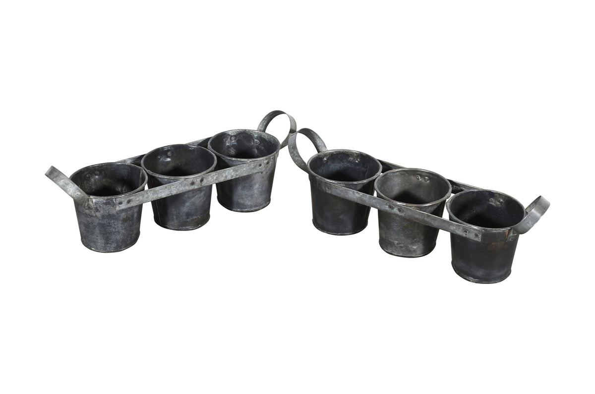 Rustic Indian Iron 3 Bucket Plant Pots Or Planters