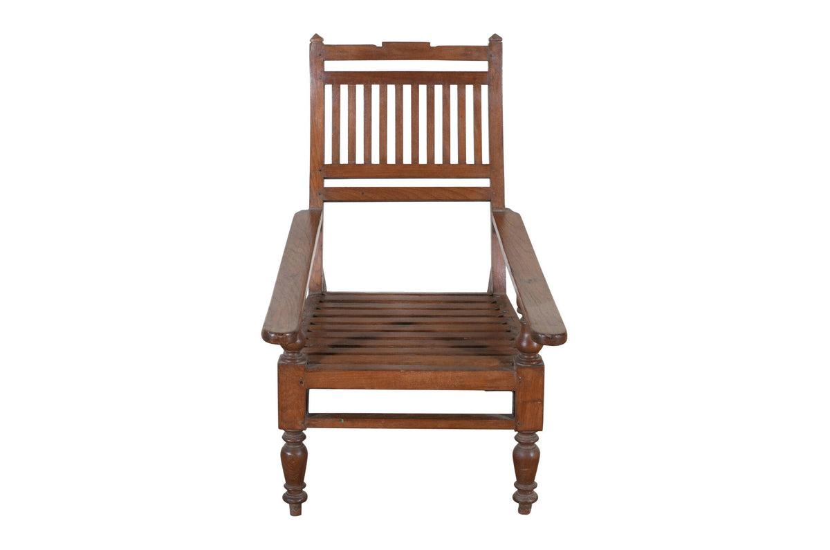 Antique Indian Teak Wood Veranda Plantation Chair