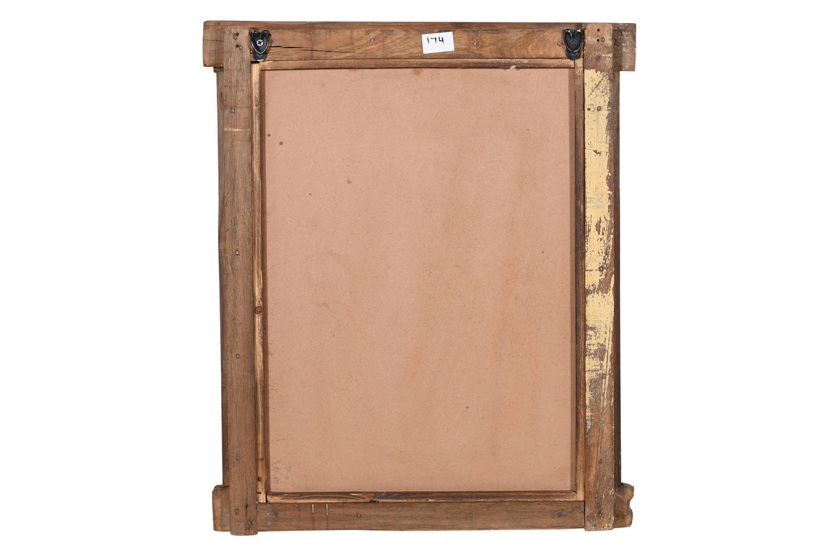 Antique Indian Teak Wood Shutter Windows Mirror