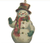Enamel And Iron Hanging Snowman Decoration
