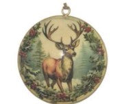 Enamel And Iron Hanging Reindeer Scene Decoration