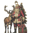 Enamel And Iron Hanging Santa & Reindeer Decoration