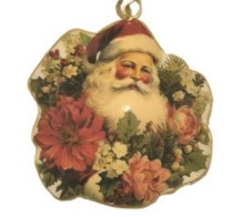 Enamel And Iron Hanging Santa with Flowers Decoration