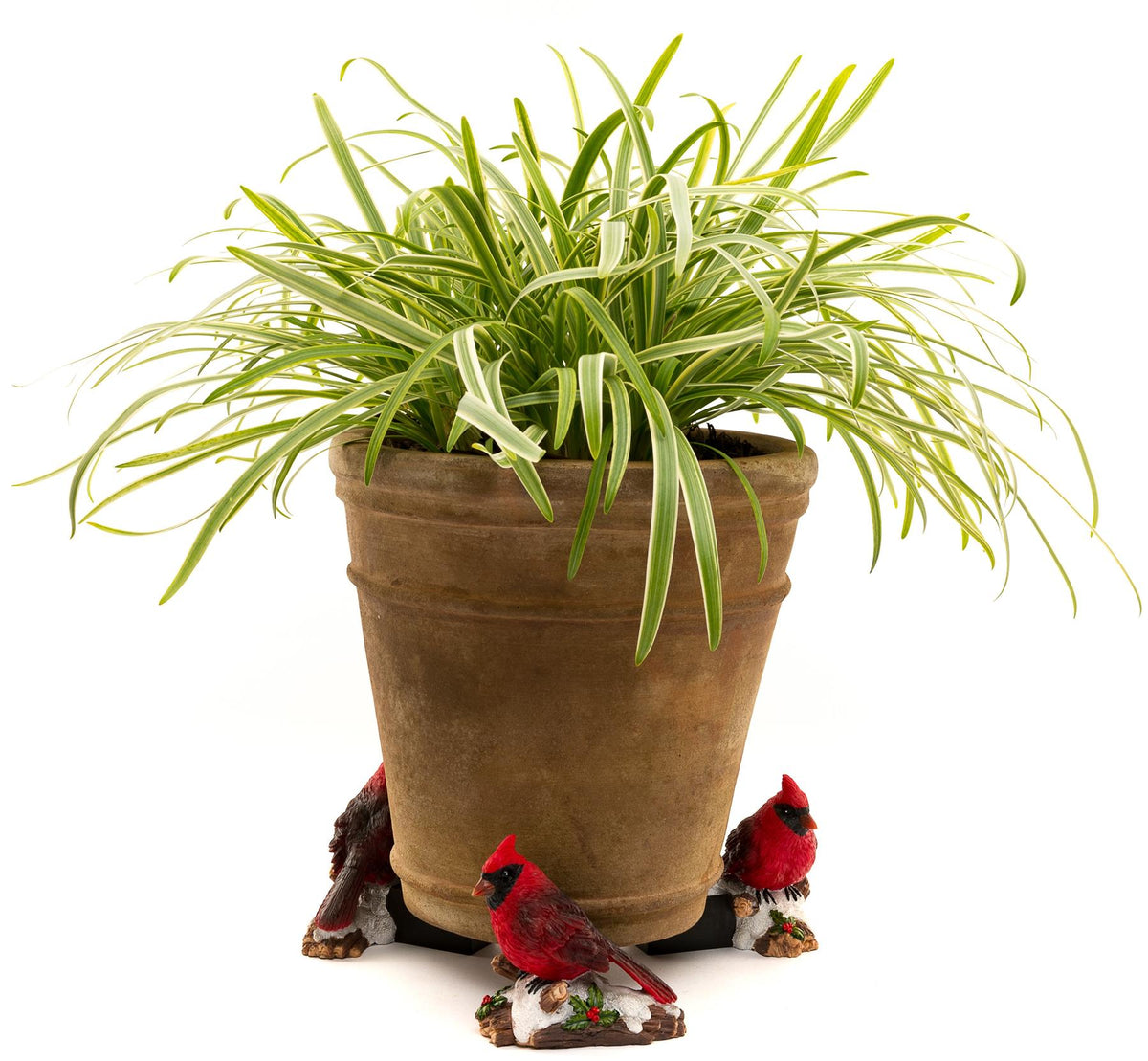 Red Cardinal Bird Plant Pot Feet - Set of 3