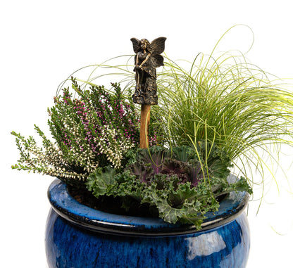 Fairy Sitting On Tree Stump Stake or Cane Topper