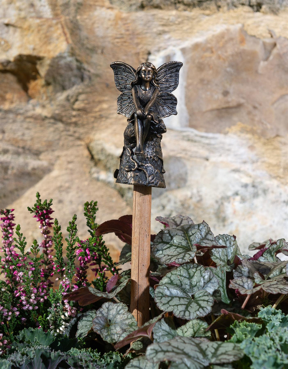 Fairy Sitting On Tree Stump Stake or Cane Topper