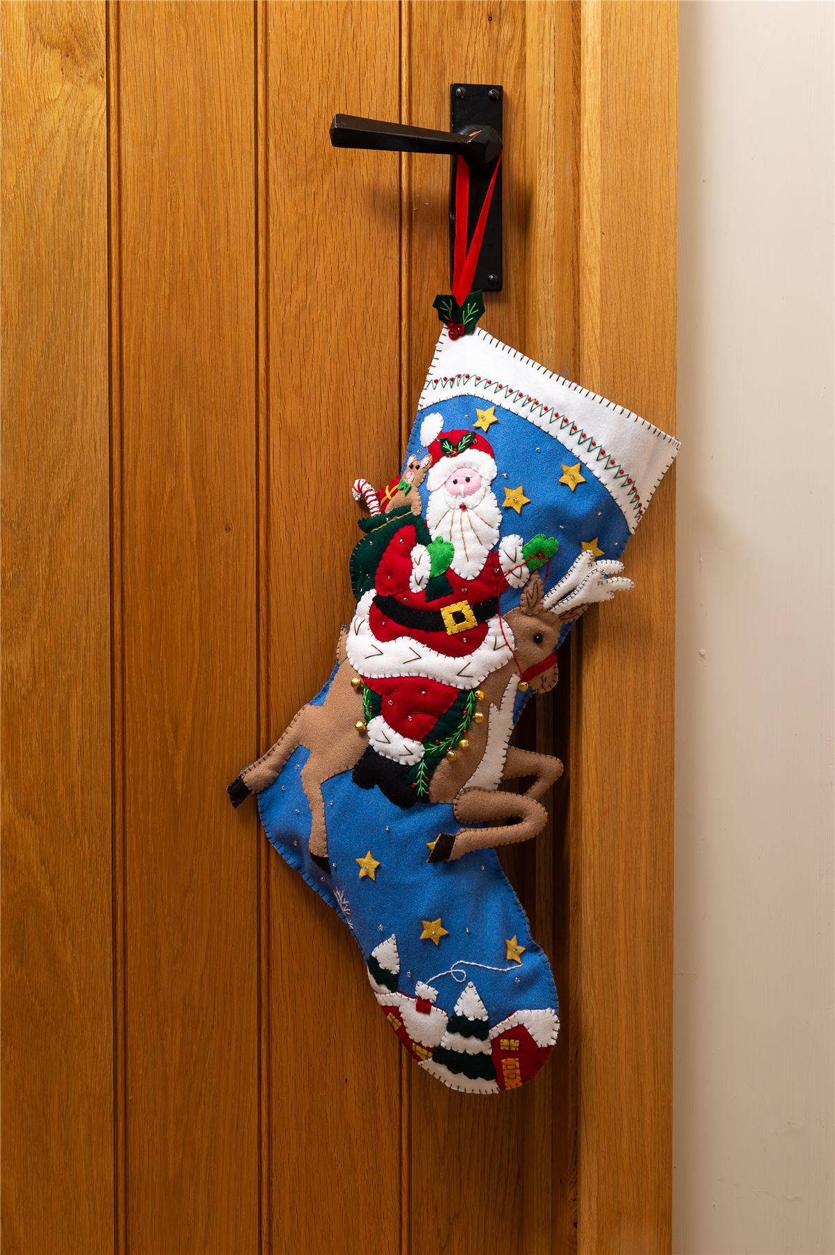 Handmade Felt Santa Christmas Hanging Present Stocking - 48 cm