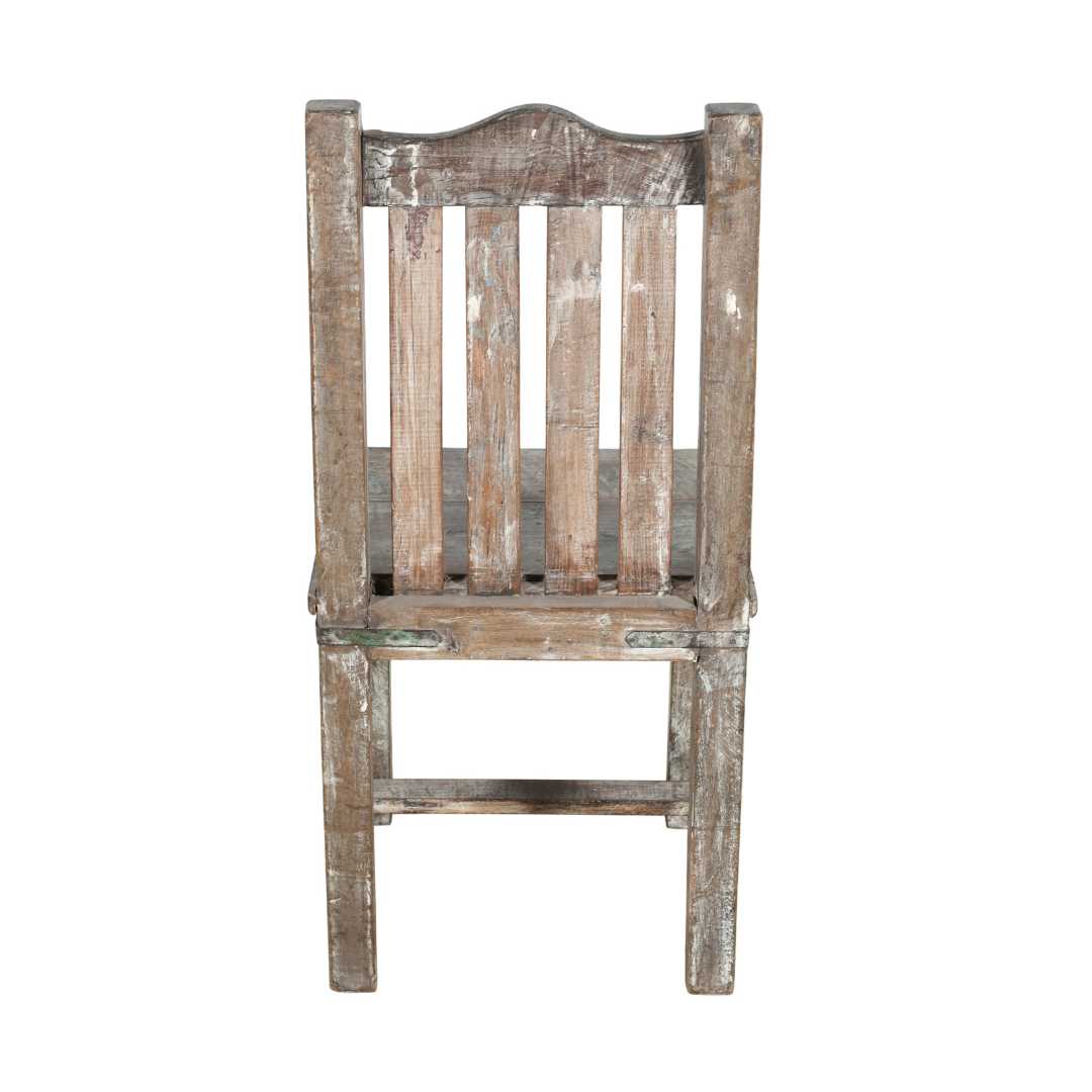 Antique Distressed Blue & Natural Teak Indian Hall or Dining Chair – c.1890