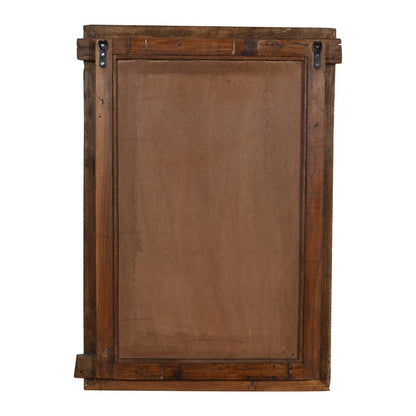 Antique Dark Walnut Brown Indian Teak Wood Shutter Mirror – 19th Century Rajasthan
