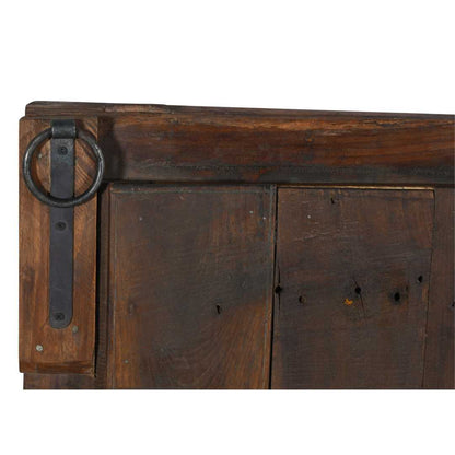 Antique Weathered Teal Indian Teak Wood Mehrab Window Mirror