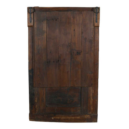 Antique Weathered Teal Indian Teak Wood Mehrab Window Mirror