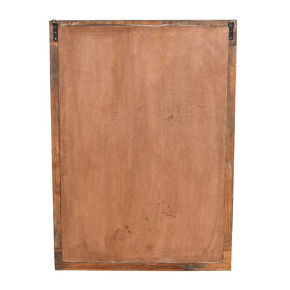 Antique Forest Green & Rustic Teak Shutter Mirror – 19th Century Indian Window Frame
