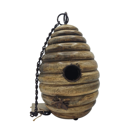 WOODEN BEE SKEP STYLE BIRD NESTER STYLE 2