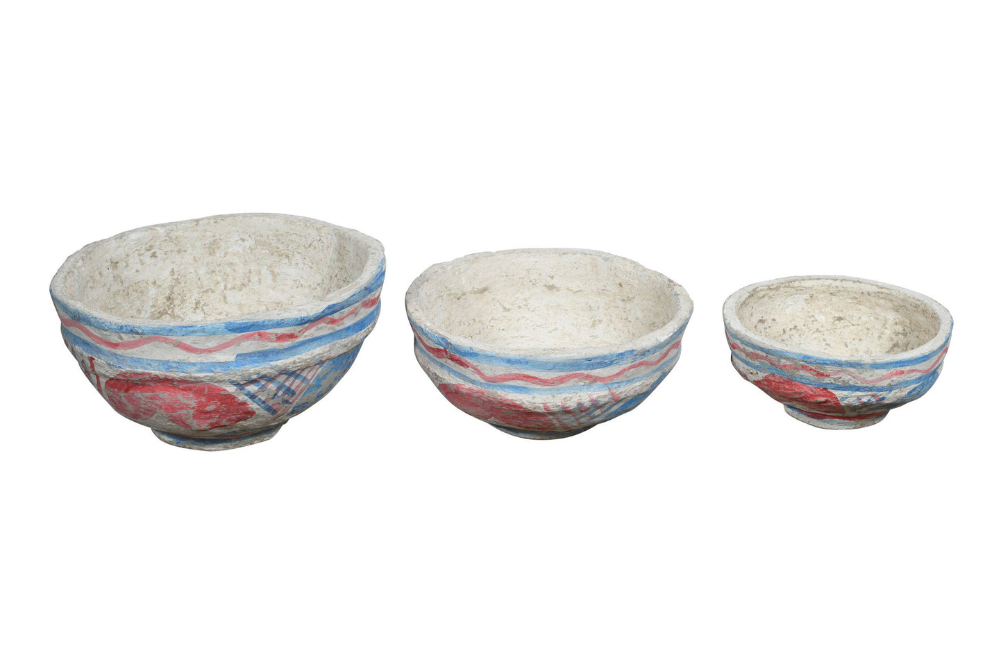 Set of 3 Indian Papier Mache Pot Porri Or Serving Bowls