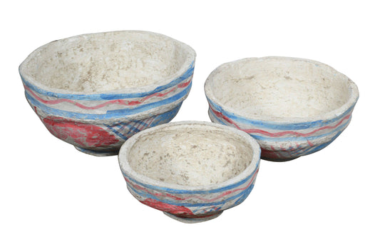 Set of 3 Indian Papier Mache Pot Porri Or Serving Bowls