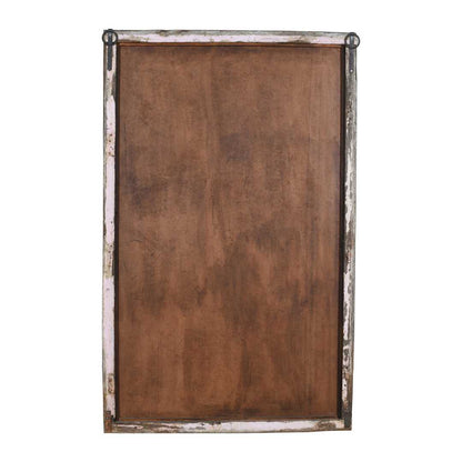 Large Antique Whitewashed Indian Teak Window Mirror – 19th Century Rajasthan