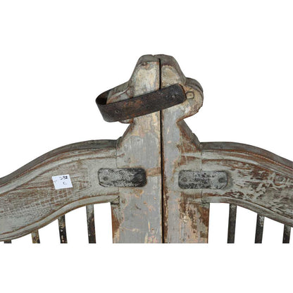 Antique Grey Patina Teak Indian Garden Dog Gates – 19th Century Gujarat Pair