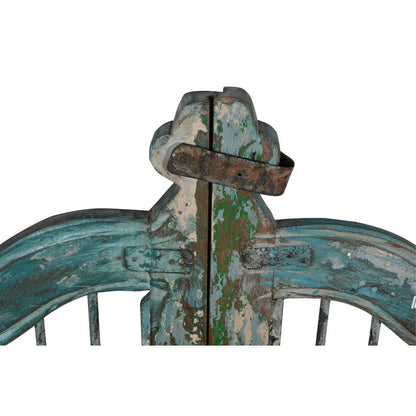 Antique Teal & Verdigris Painted Teak Indian Garden Dog Gates – 19th Century Gujarat Pair