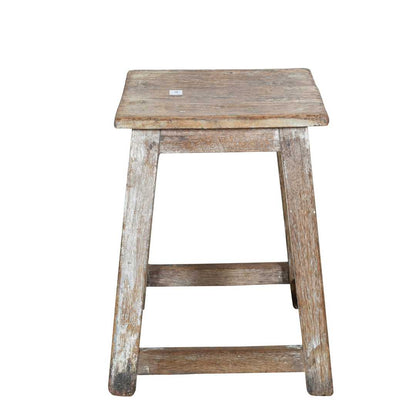 Vintage Whitewashed Teak Indian Stool or Pot Plant Stand