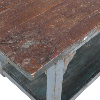 Antique Blue Patina Teak Industrial Kitchen Table Work Bench – Gujarat c1880