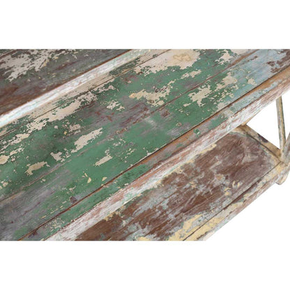 Antique Pistachio & Cream Patina Teak Industrial Kitchen Storage Pan Rack – 4 Tier c1900