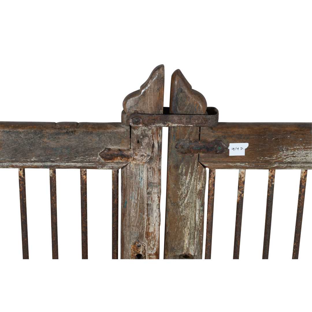 Antique Indian Teak Dog Gates – Weathered Grey, Brown & Iron Patina, Gujarat c.1880