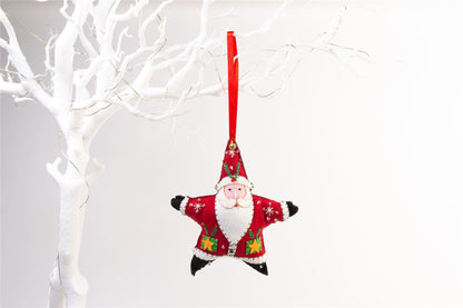 Handmade Felt Santa Star Christmas Tree Hanging Decoration - 16 cm