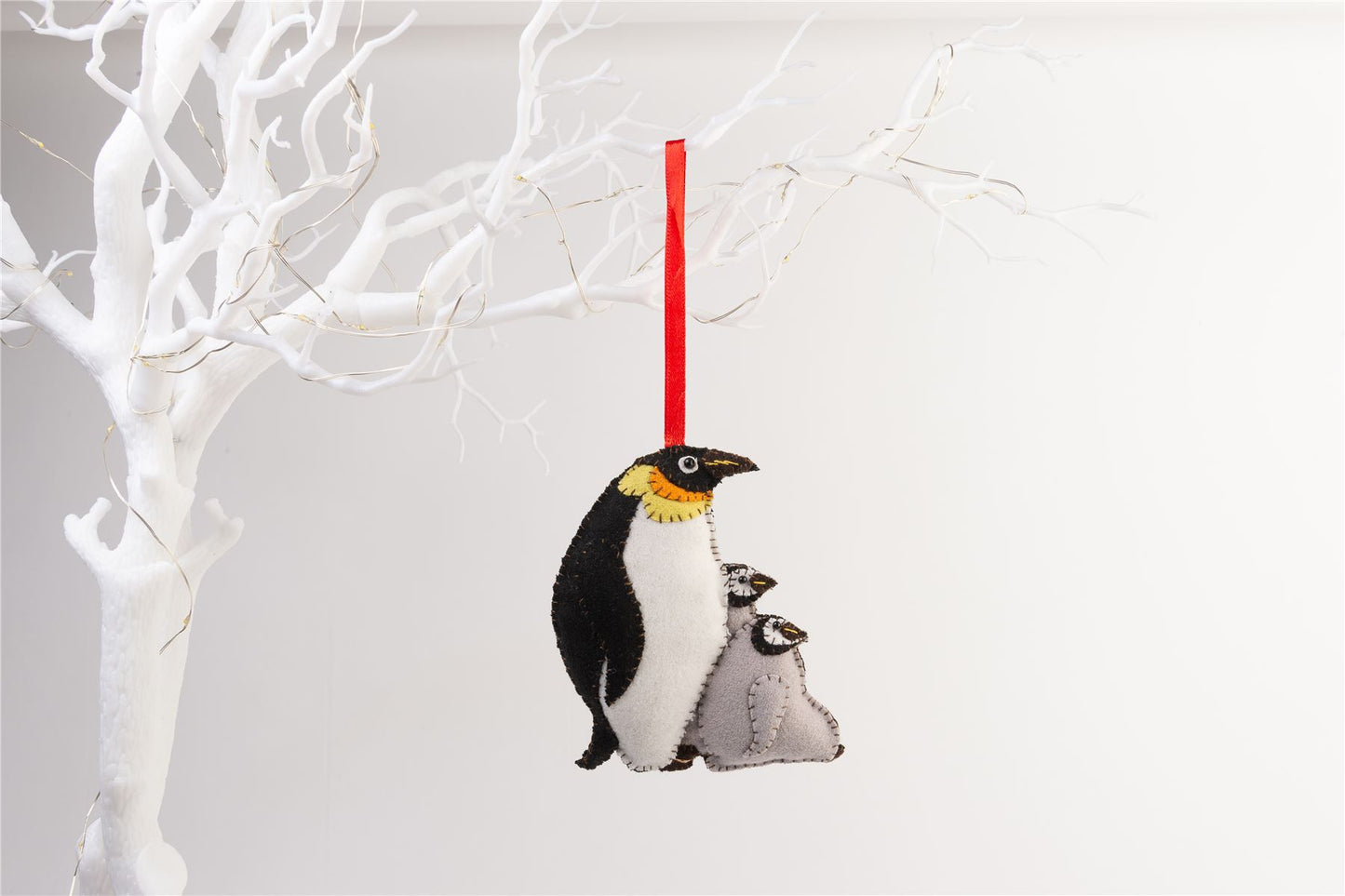 Handmade Felt Penguin and Chicks Christmas Tree Hanging Decoration - 12 cm