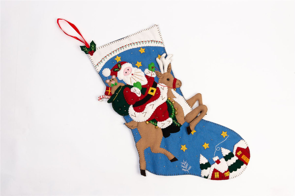 Handmade Felt Santa Christmas Hanging Present Stocking - 48 cm