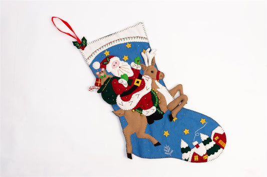 Handmade Felt Santa Christmas Hanging Present Stocking - 48 cm