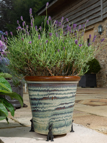 Small Bronze Sitting Hare Plant Pot Feet - Set of 3