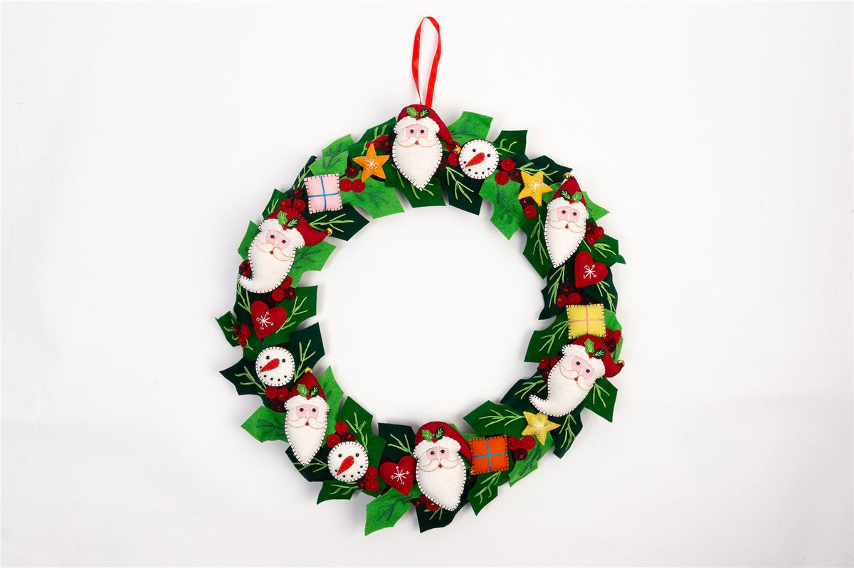 Handmade Felt Wreath Christmas Door Hanging Decoration - 45 cm