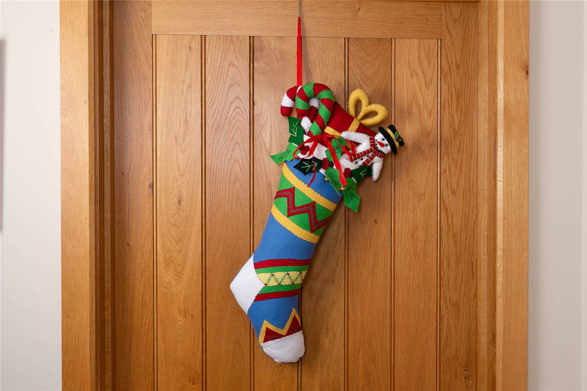 Handmade Felt Stuffed Christmas Stocking Hanging Decoration - 60 cm