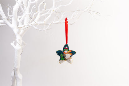 Handmade Felt Snowman Skiing Star Christmas Tree Hanging Decoration - 8 cm